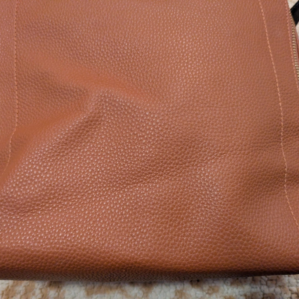 Roolee Caramel Leather Front Zip Backpack Purse - Picture 3 of 16